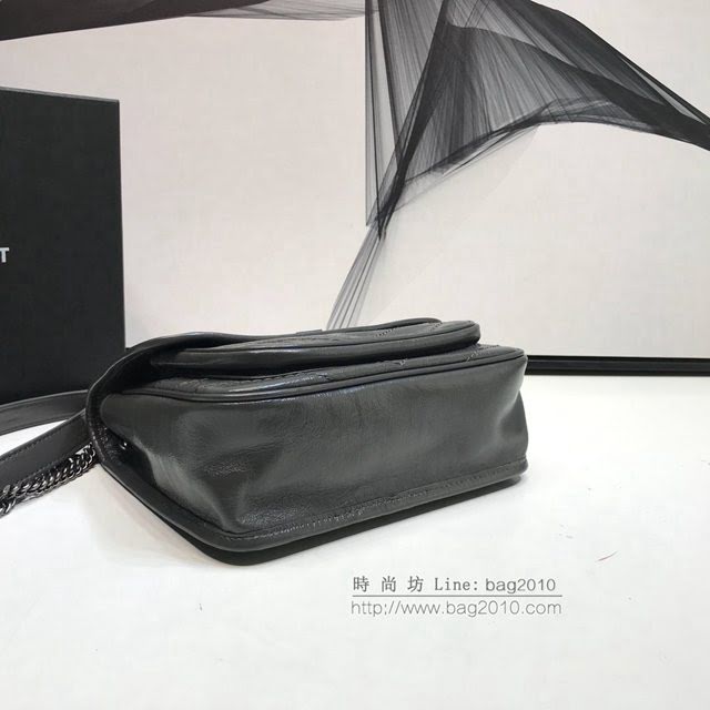 YSL爆款女士包包 聖羅蘭經典款Niki油蠟抓皺牛皮小號郵差包 YSL肩背斜挎包 533037  jjh1180